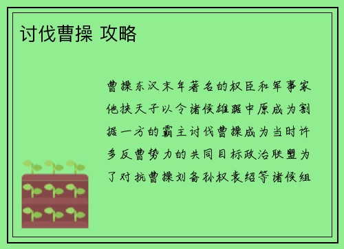 讨伐曹操 攻略